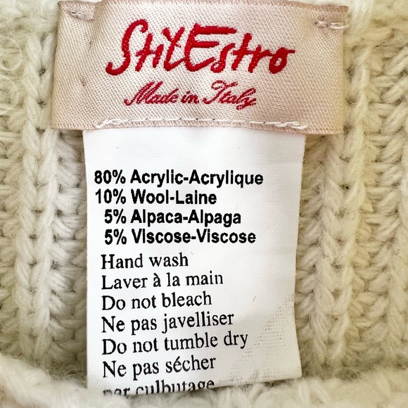 StilEstro Italy ivory cowl neck wool alpaca blend open side sleeveless sweater - Picture 13 of 14